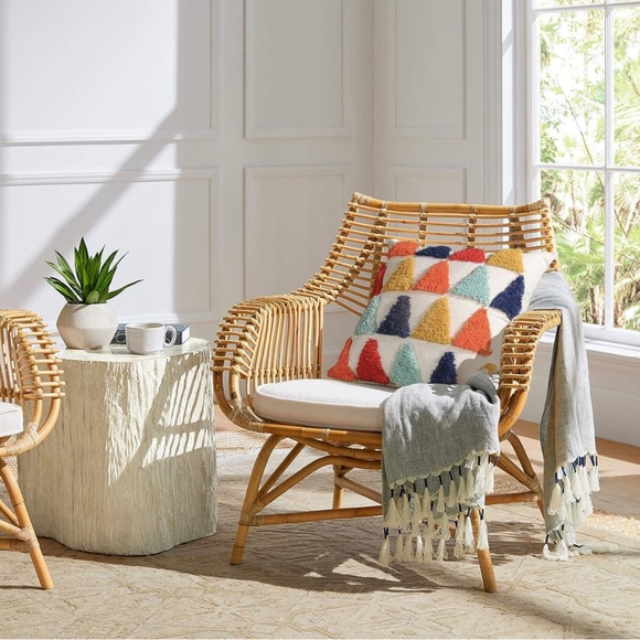 New Anthropologie Boho Abstract Tufted Throw Pillow Case Cover Sham - 18" x 18" - Picture 5 of 5